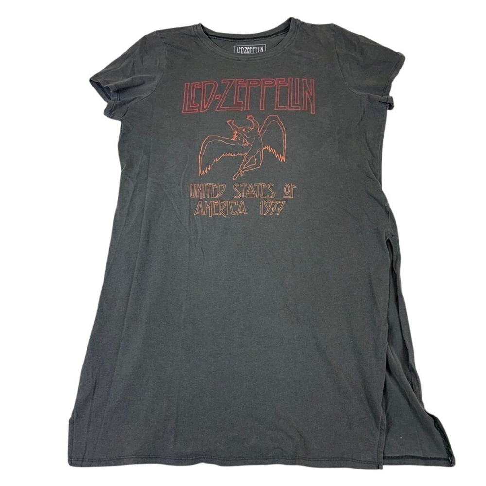Life Clothing Co Led Zeppelin 1977 Tour T-Shirt Dress Charcoal Gray Women Size 1